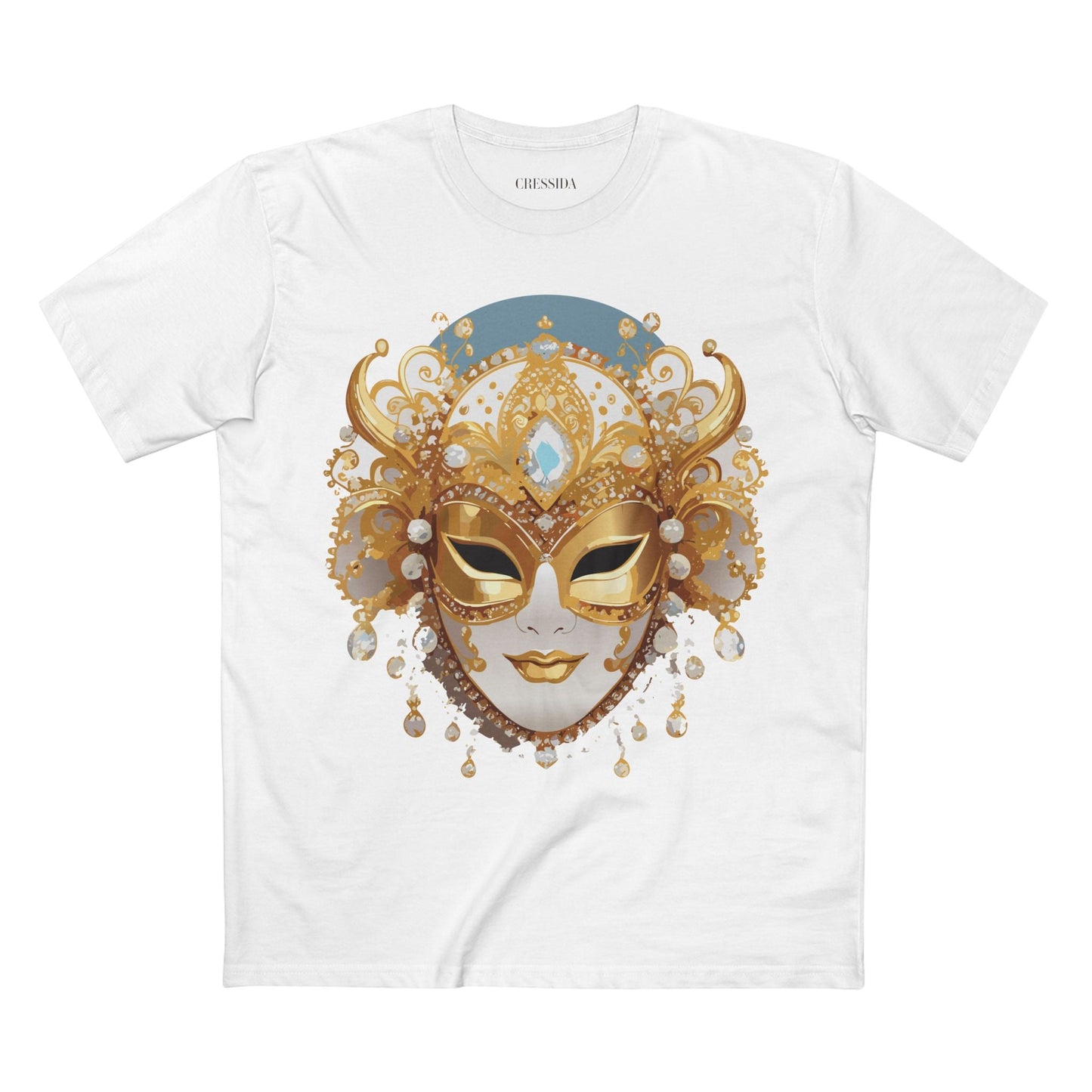 Carnival Mask Graphic T-Shirt Unisex 100 Cotton With Antique Gold Art Design Tee 17