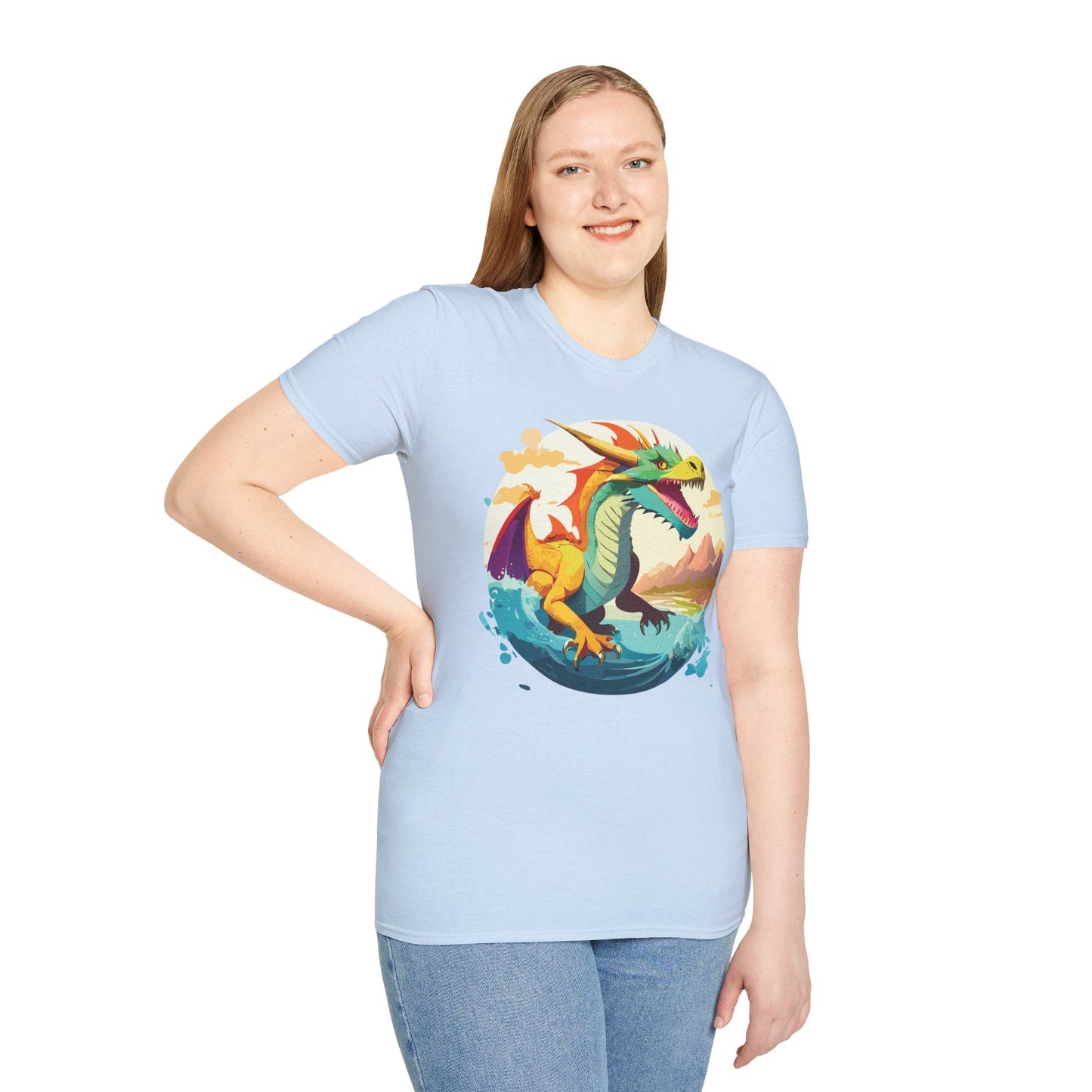 Dragon T Shirt Unisex Animal Print Dragon Shirt Gildan Softstyle Cotton Tee 64000