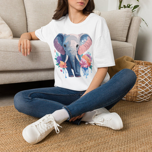Watercolor Baby Elephant T-Shirt | Floral Safari Tee