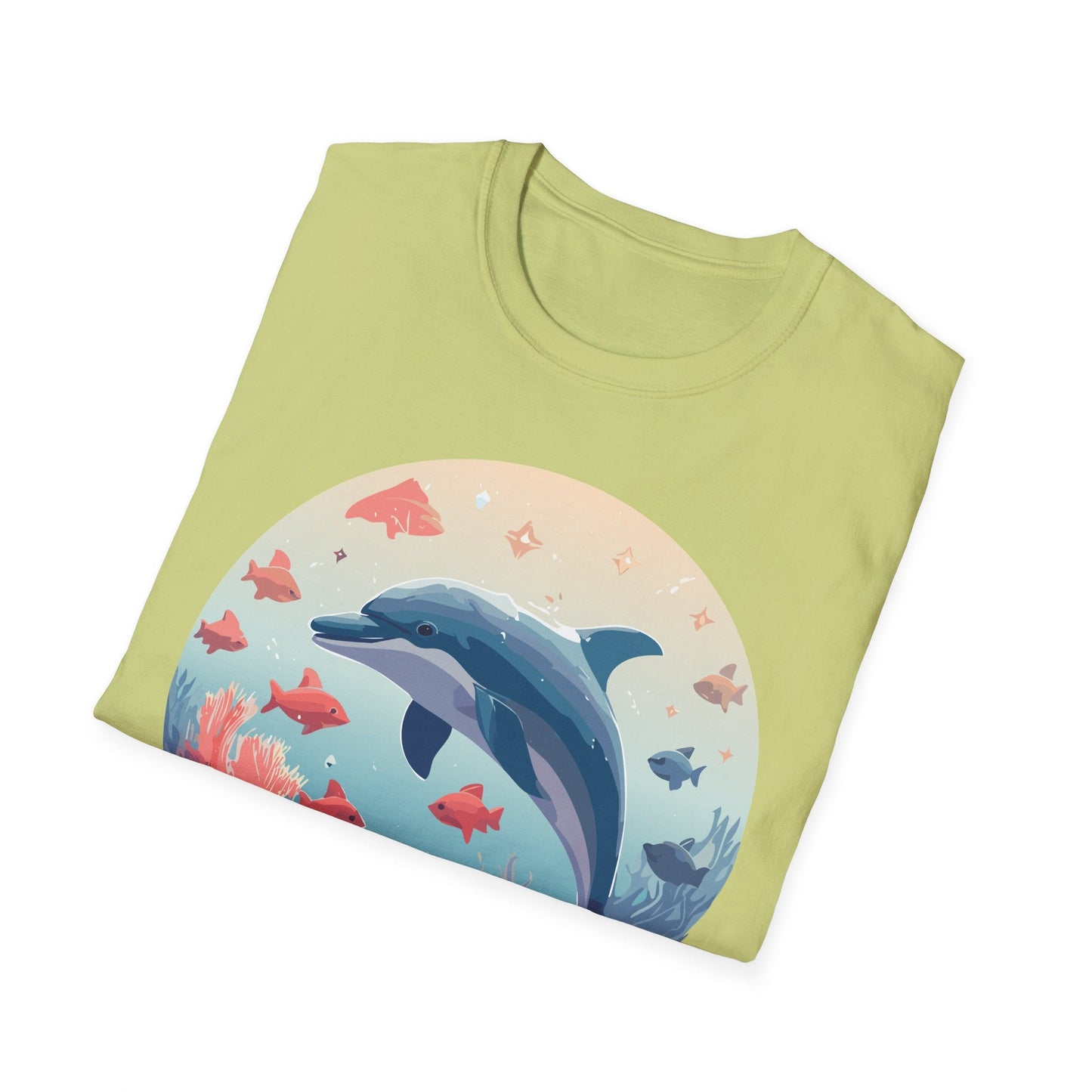 Dolphin Shirt Unisex Softstyle Tee 64000 Gildan 100 Percent Ring Spun Cotton For Everyday Comfort