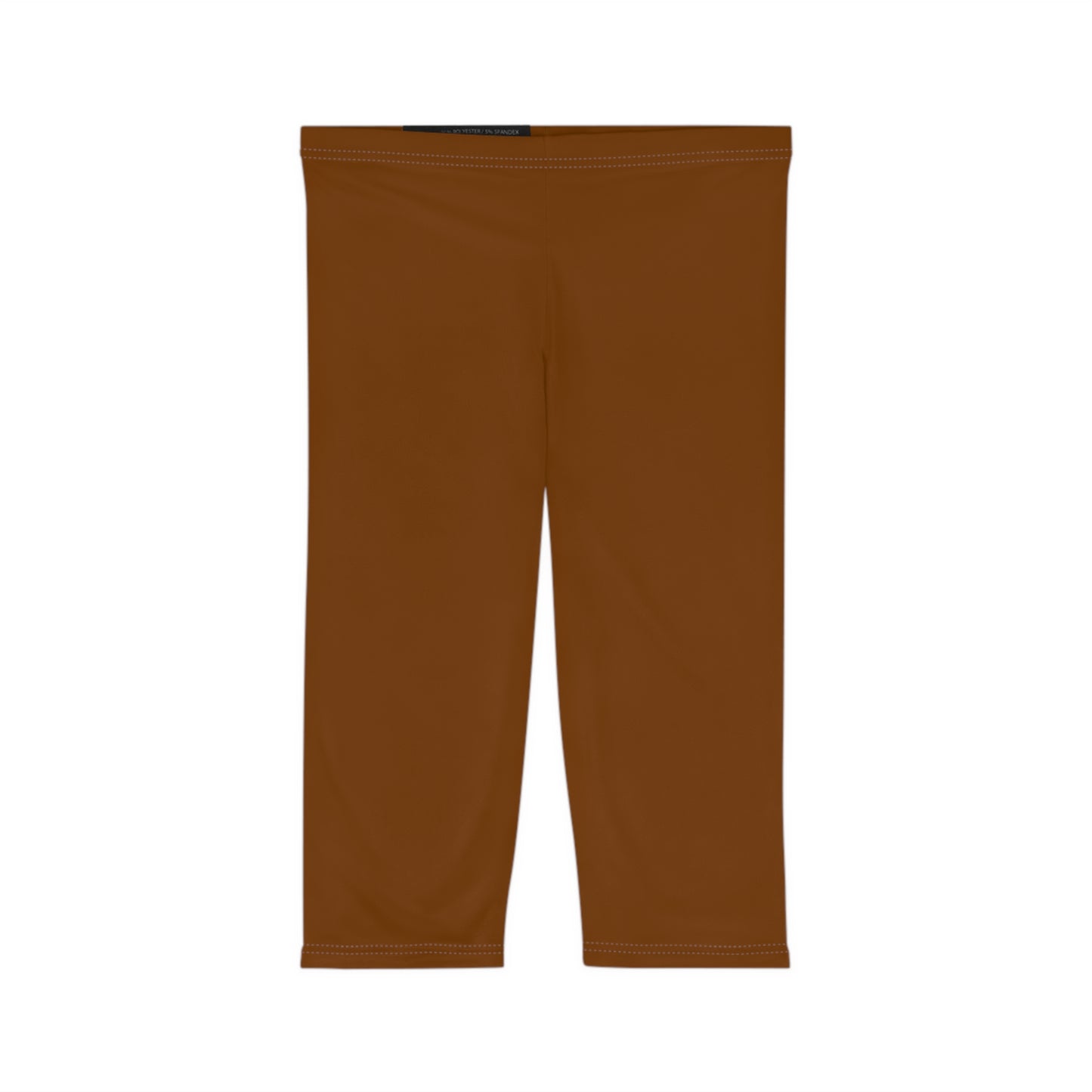 Raw Amber Rust Color Women's Brushed Suede Poly Span Casual Capri Leggings XS-2XL