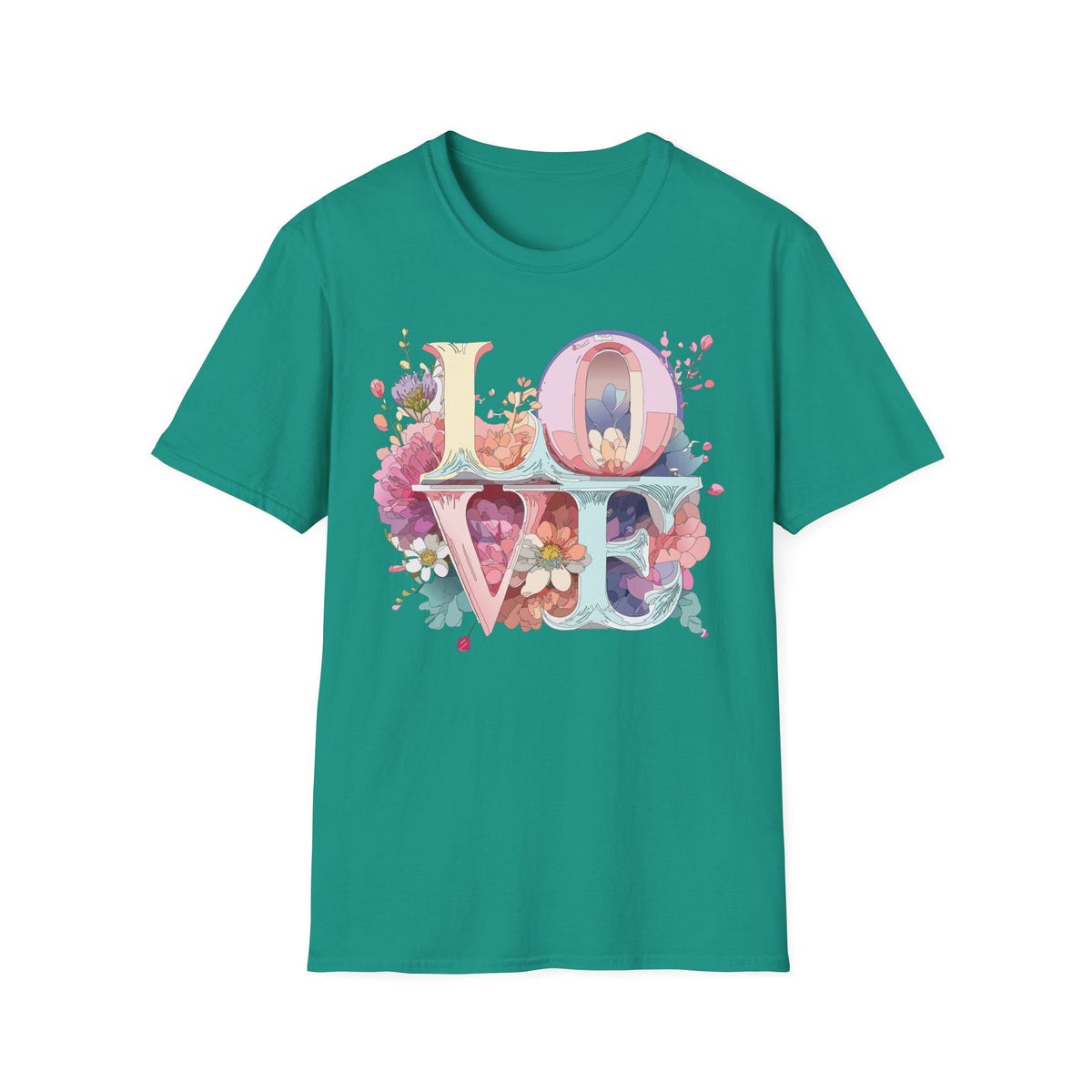 LOVE floral letter tee, T-Shirt | pastel bloom typography