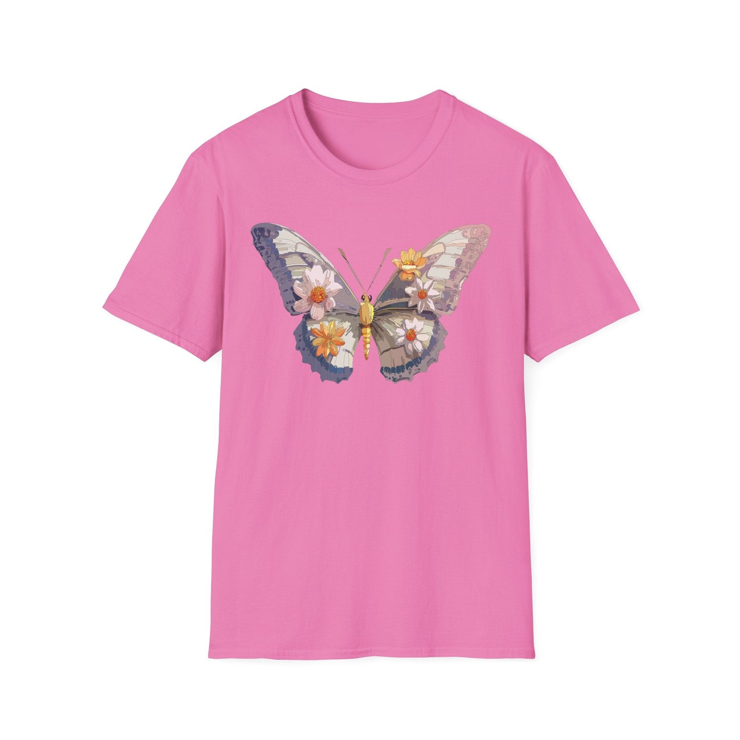 Butterfly Shirt Unisex Short Sleeve Tee Monarch Butterfly Design Gildan Softstyle 64000