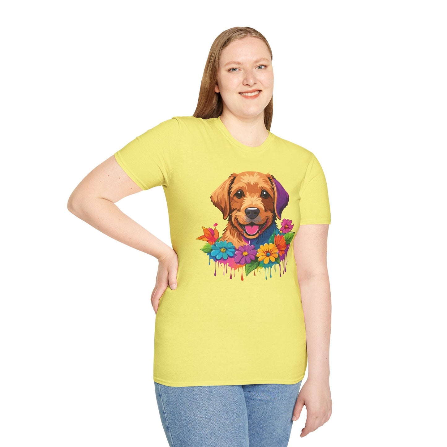 Unisex Dog Shirt With Animals Tee Softstyle Gildan 64000 Comfort Fit