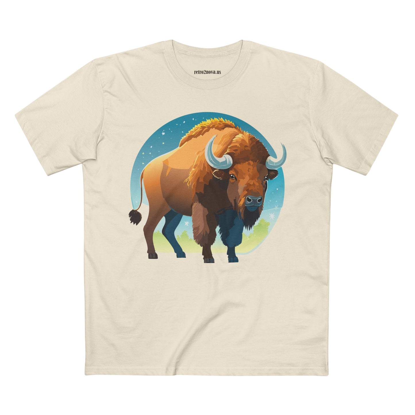 Unisex Premium Cotton Tee With Original Bison Art Design From Retro2Nova Art Collection Soft Breathable Everyday Comfort