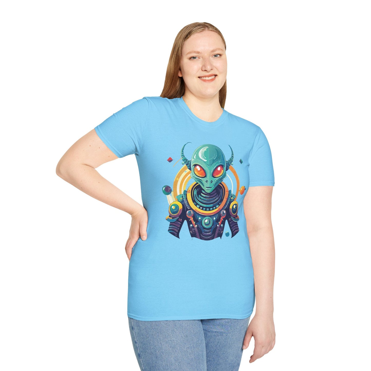 Alien Cosmos T Shirt Unisex Softstyle Cotton Tee With Alien Art Design Premium Comfort
