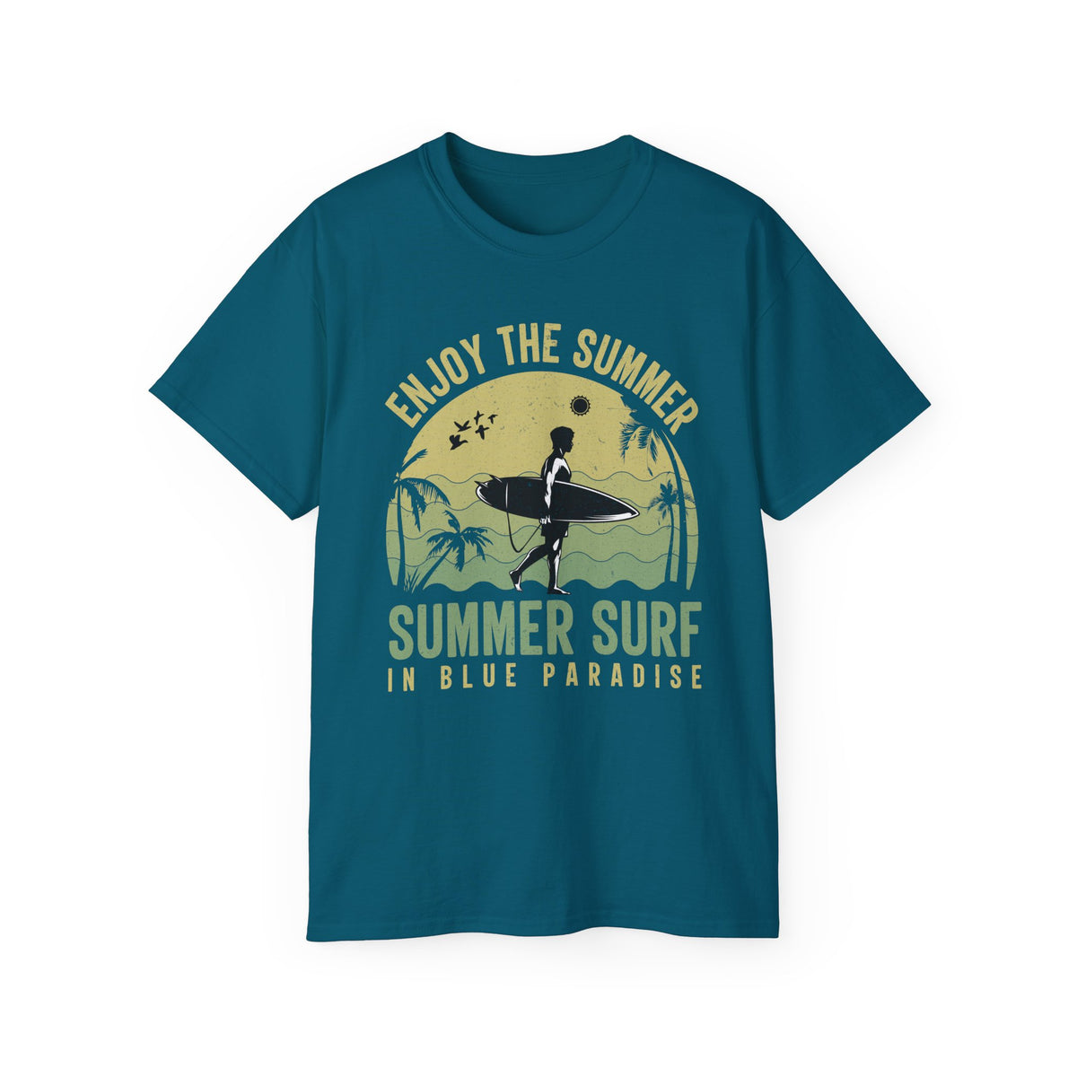 Summer Surf Design Graphic Tee Gildan Unisex 100 Cotton Tee Shirt -SD-7
