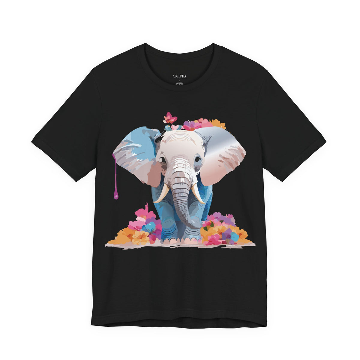 Elephant Graphic Unisex Cotton Bella+Canvas Tee with Art Animal Design e128