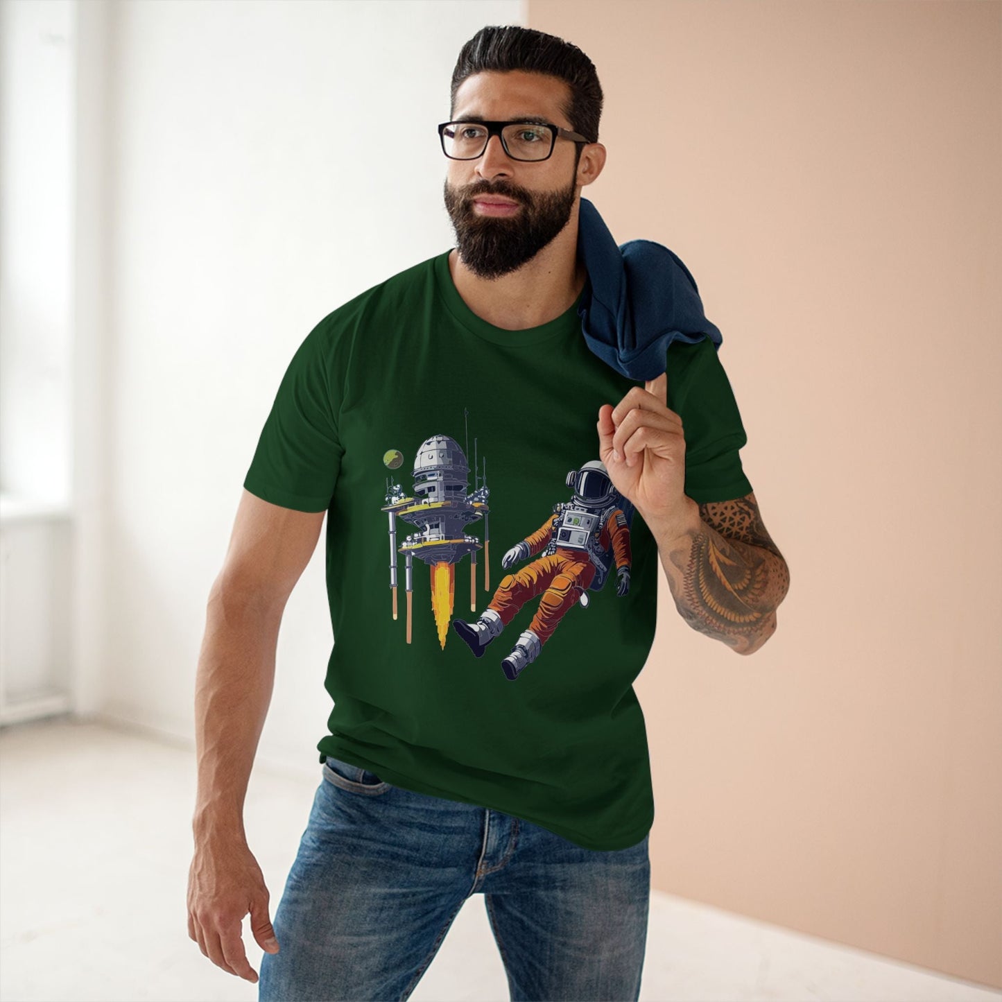 Cosmos Astronaut Shirt Unisex Premium Cotton Tee With Original Art Design By Retro2Nova