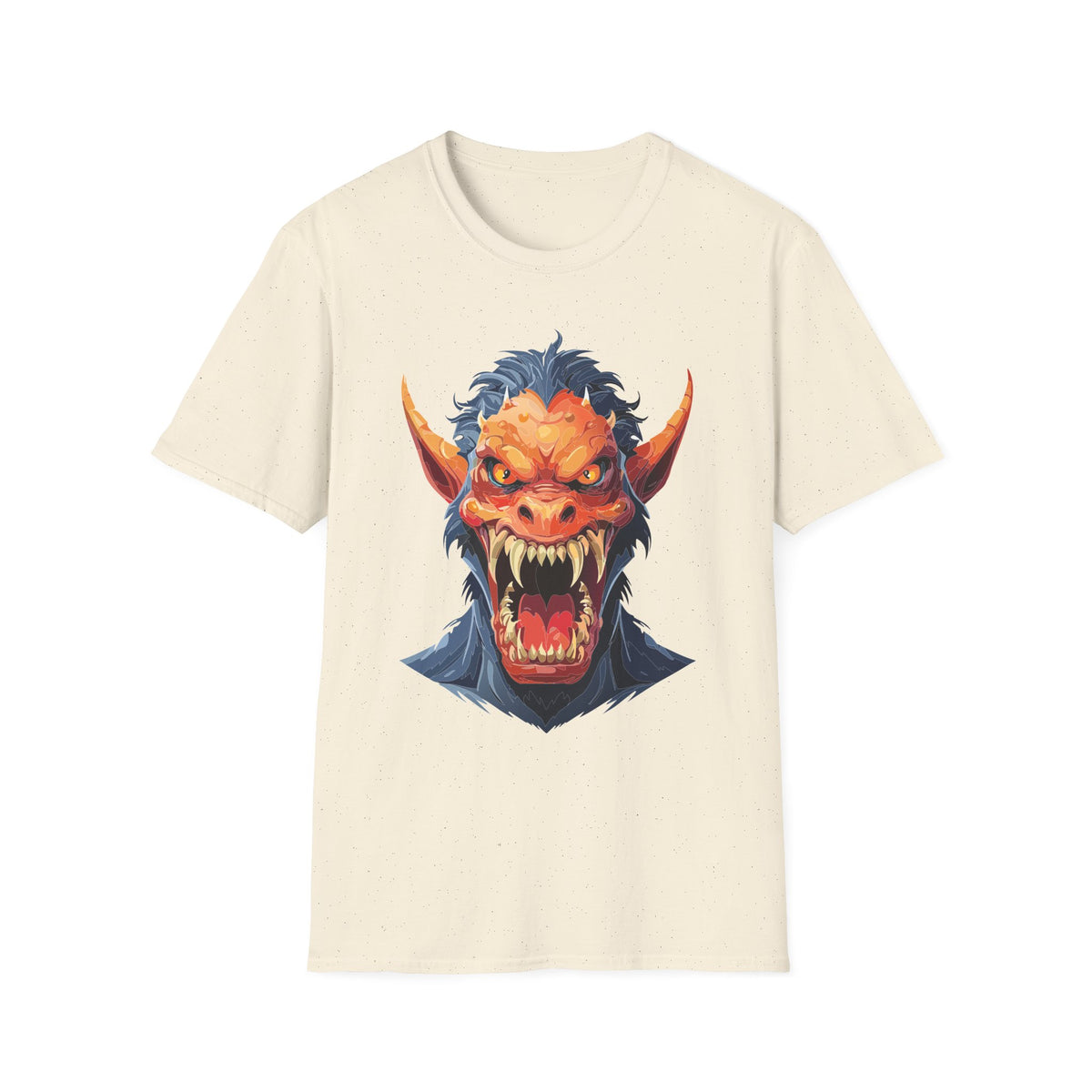 Demonic Monster Head T-Shirt — Fierce Horror Cartoon Graphic Tee Unisex 100 Cotton Gildan T-Shirt