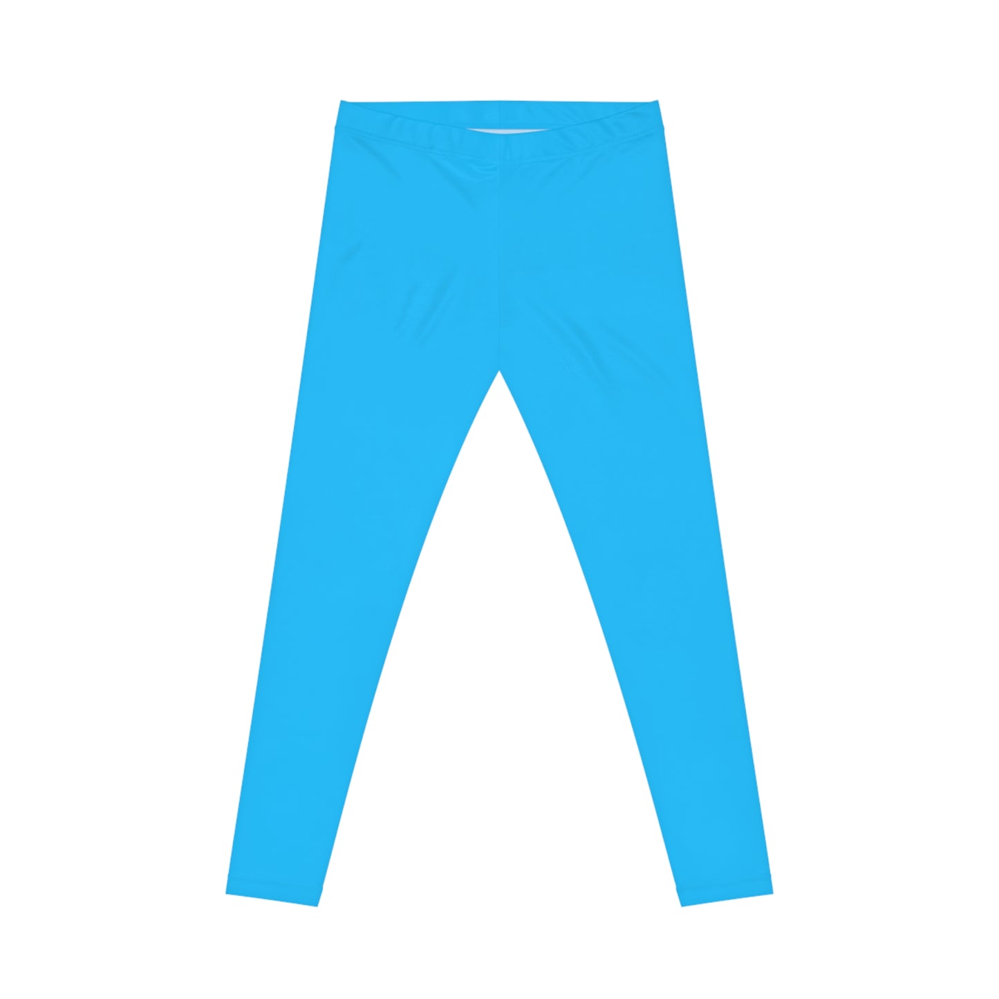 Deep Sky Blue Color Women's Poly-Span Casual Leggings XS-2XL