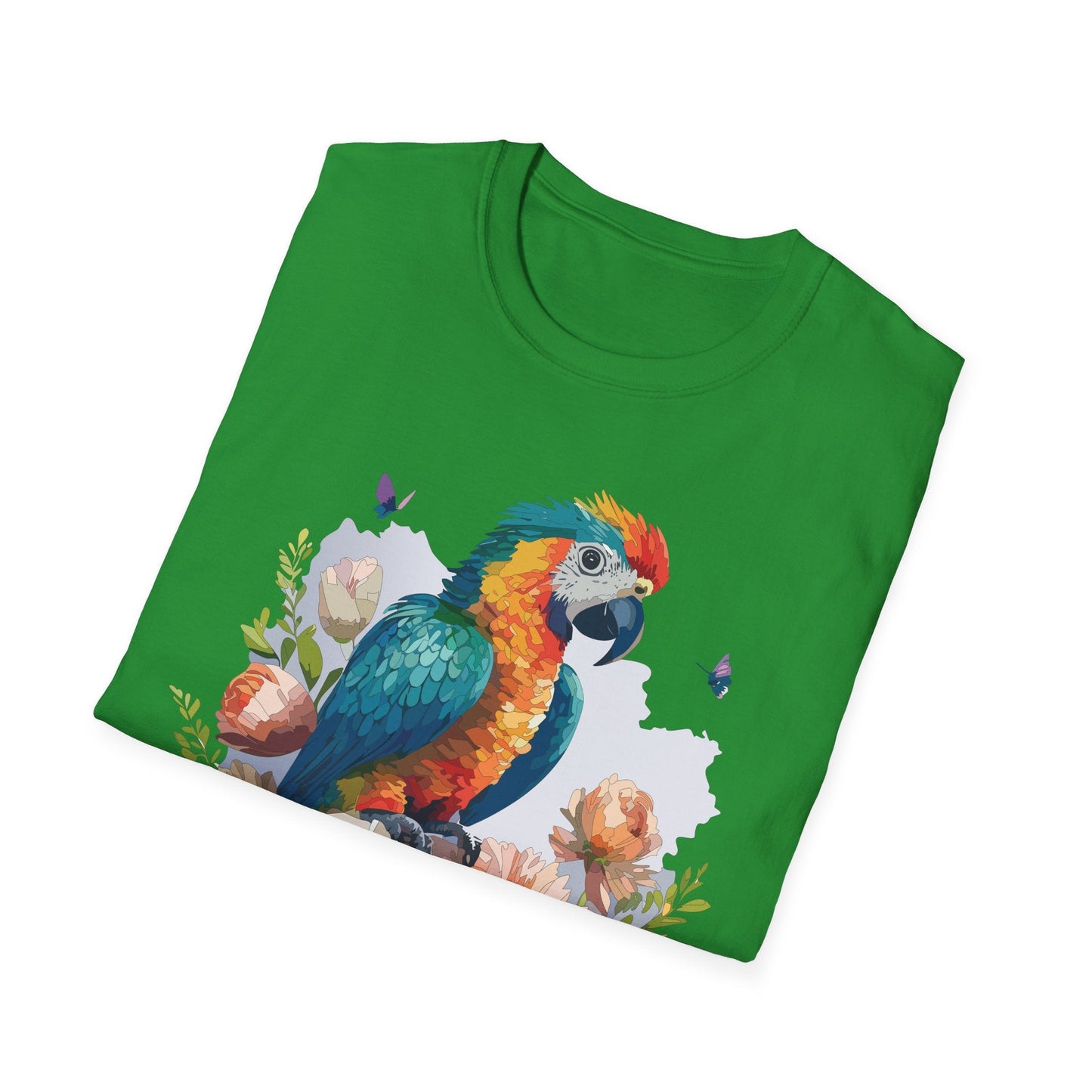 Bird T Shirt Floral Bird Print Unisex Softstyle Cotton Tee Animal Graphic Tee For Everyday Wear