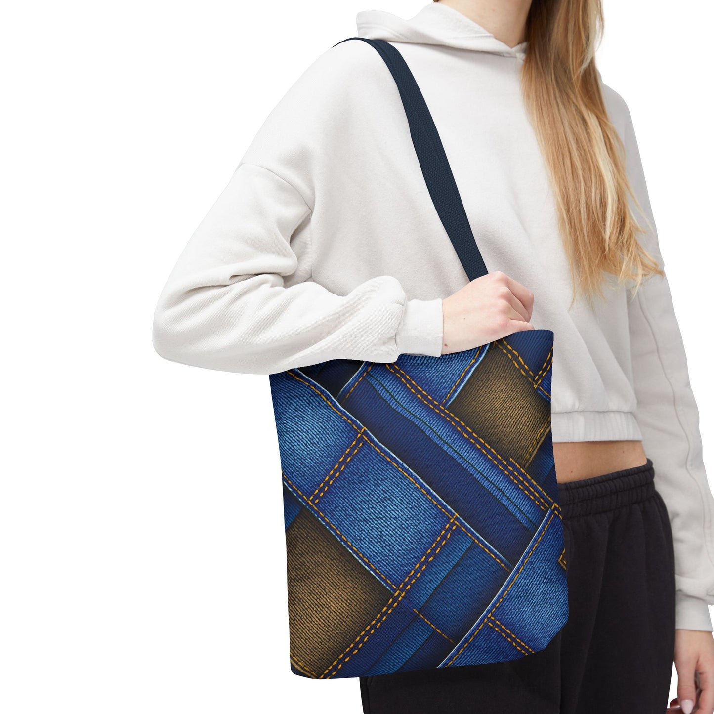 Denim Fabric Imitation Print Unisex Canvas Bag Poly Spun 3 Sizes Tote Bag 147