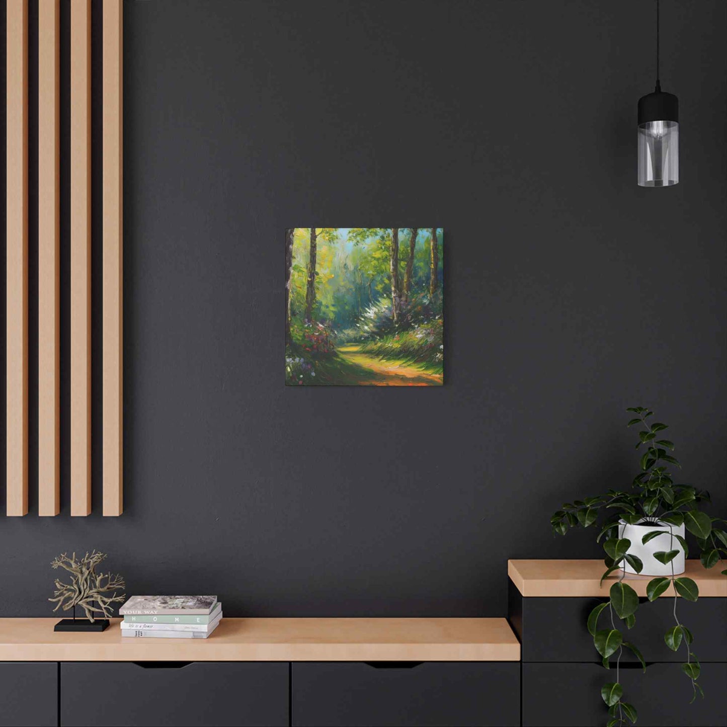 Summer Forest Print Canvas, Oil Paint Print 20x20, 24x24, 30x30, 32x32, 36x36 Art Design Print Pine-Wood Inner Frame MC-88