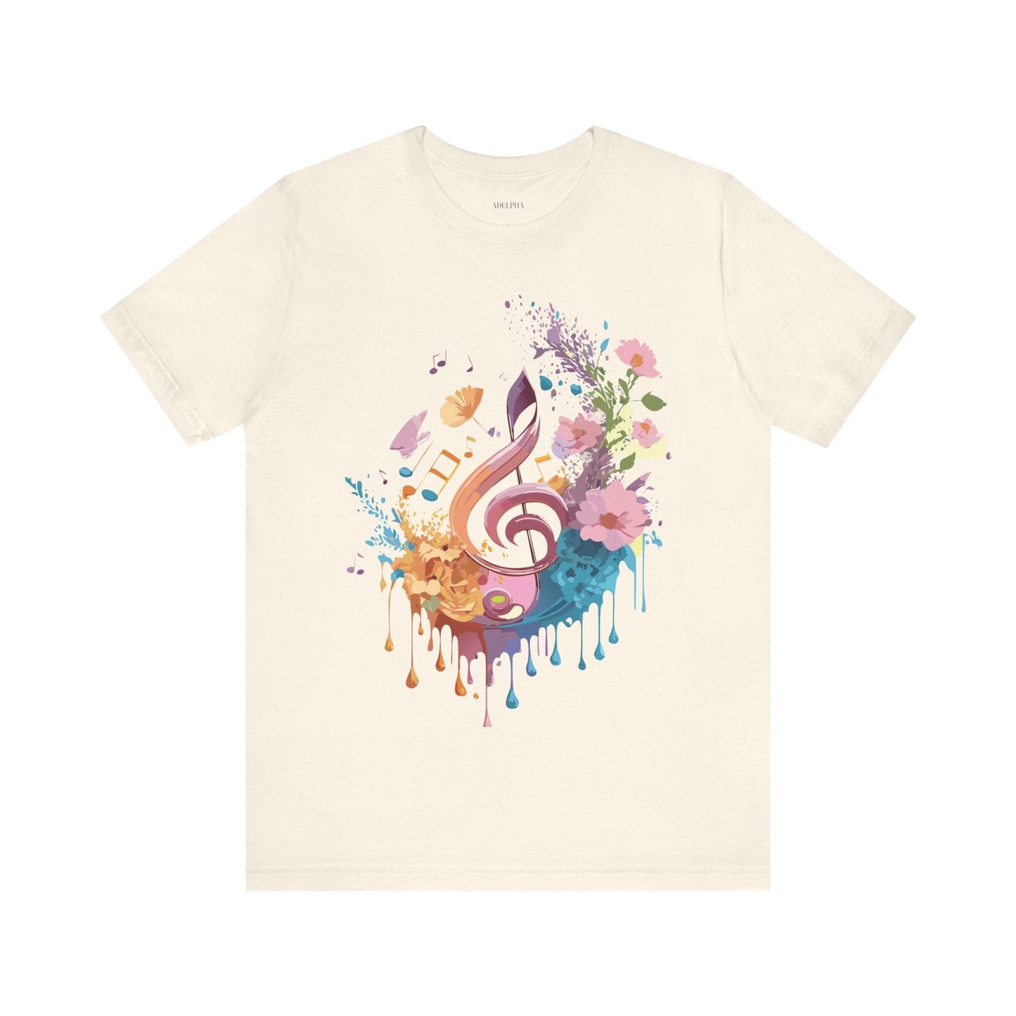 Music Graphic Unisex 100 Cotton Vintage Art with Musical Elements Tee 115