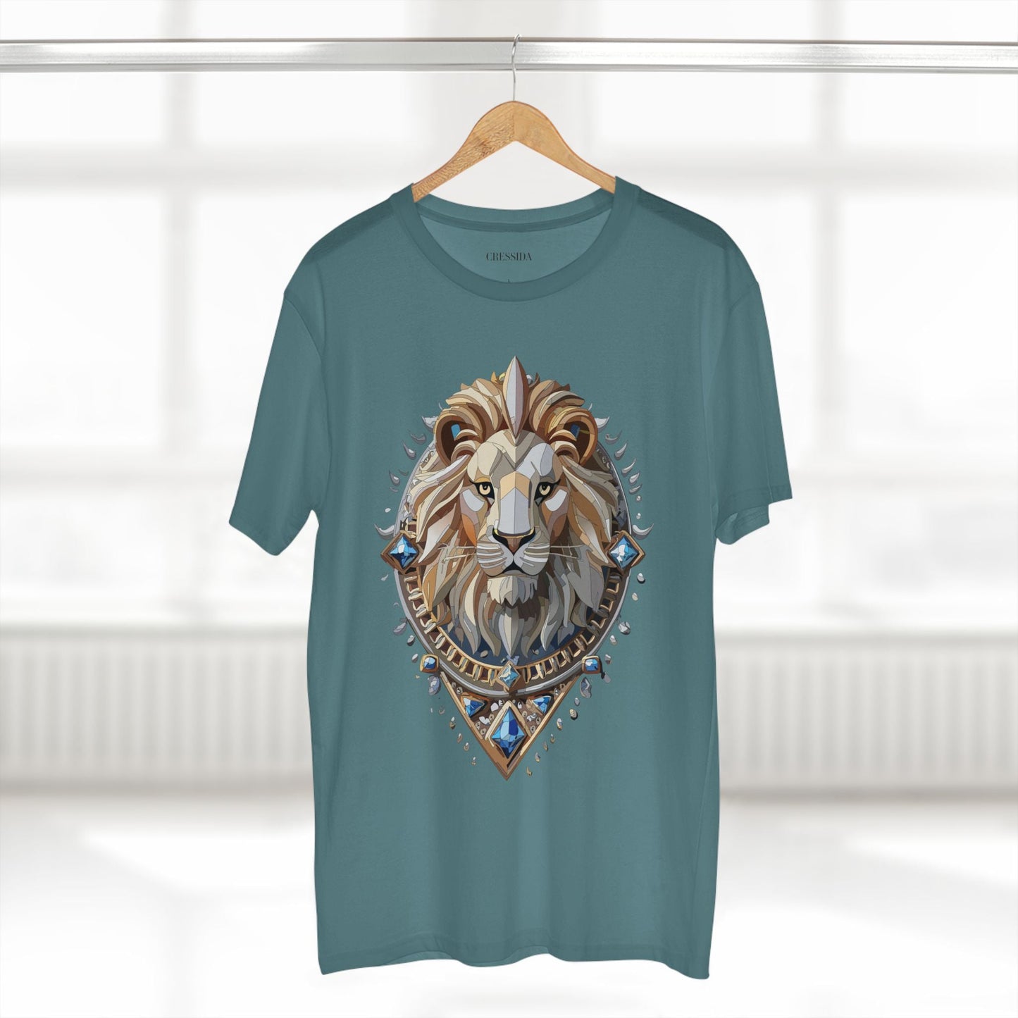 Lion Graphic Unisex 100 Cotton Tee With Unique Animal Golden Medallion Art Design 7