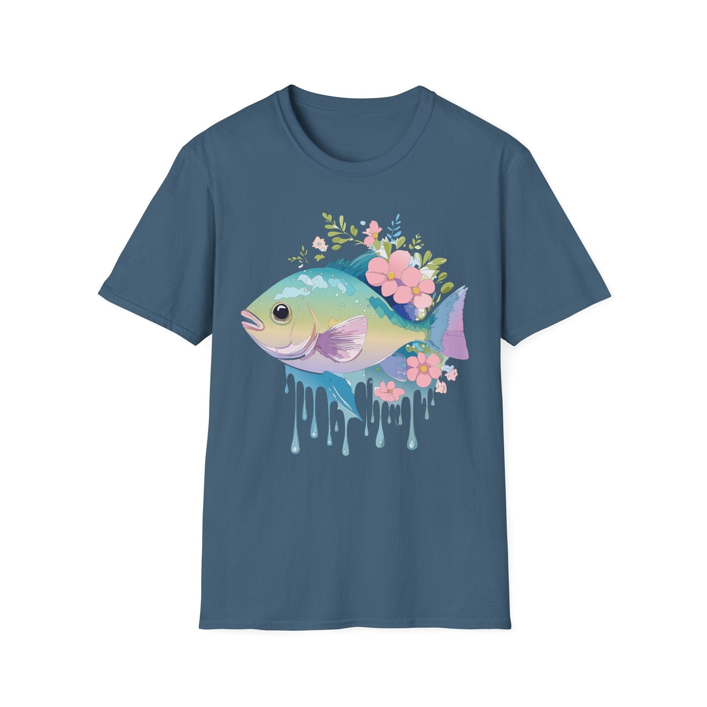 Fish Art Graphic Tee Unisex Gildan Softstyle 64000 100 Percent Ring Spun Cotton Comfortable Tee