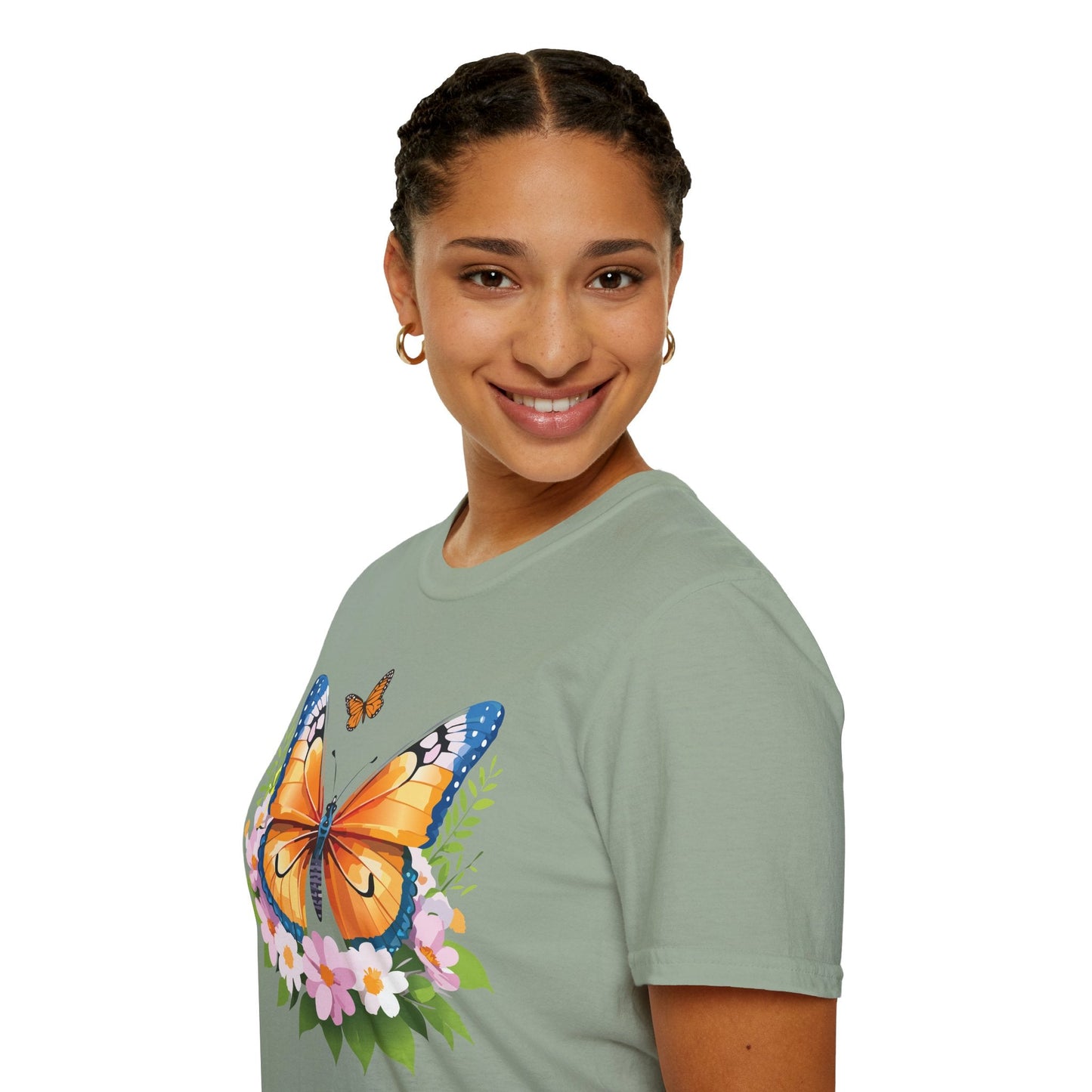 Butterfly Shirt Unisex Cotton Tee Monarch Butterfly Design Gildan Softstyle 64000 Short Sleeve