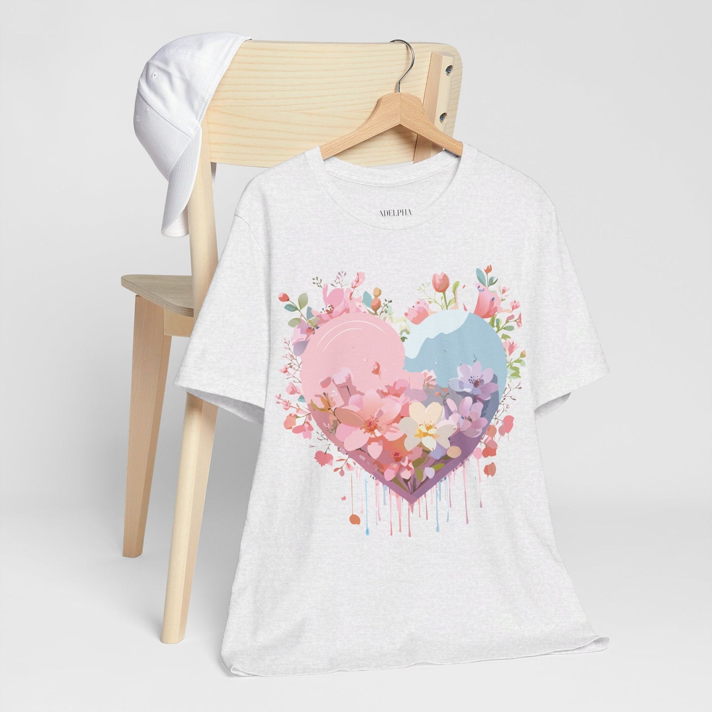Valentine Day Graphic Unisex 100 Cotton Vintage Artwork with Love and Flower Design Tee 31