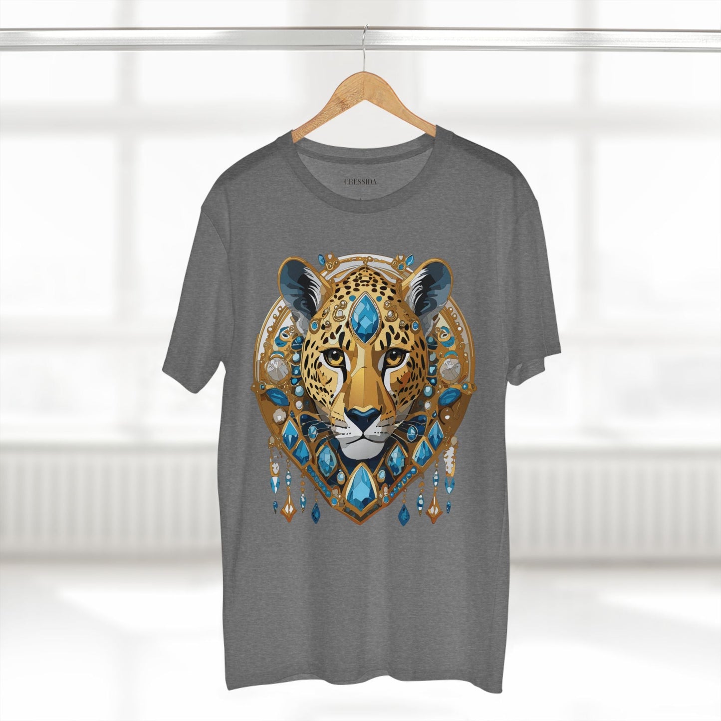 Cheetah Graphic Unisex 100 Cotton Tee With Unique Animal Golden Medallion Art Design 45