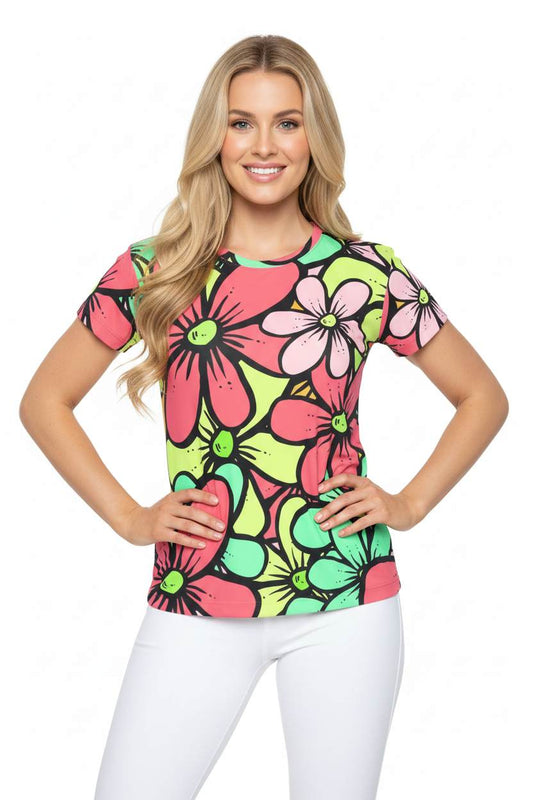 Women Poly Shirt with Floral Print F214
