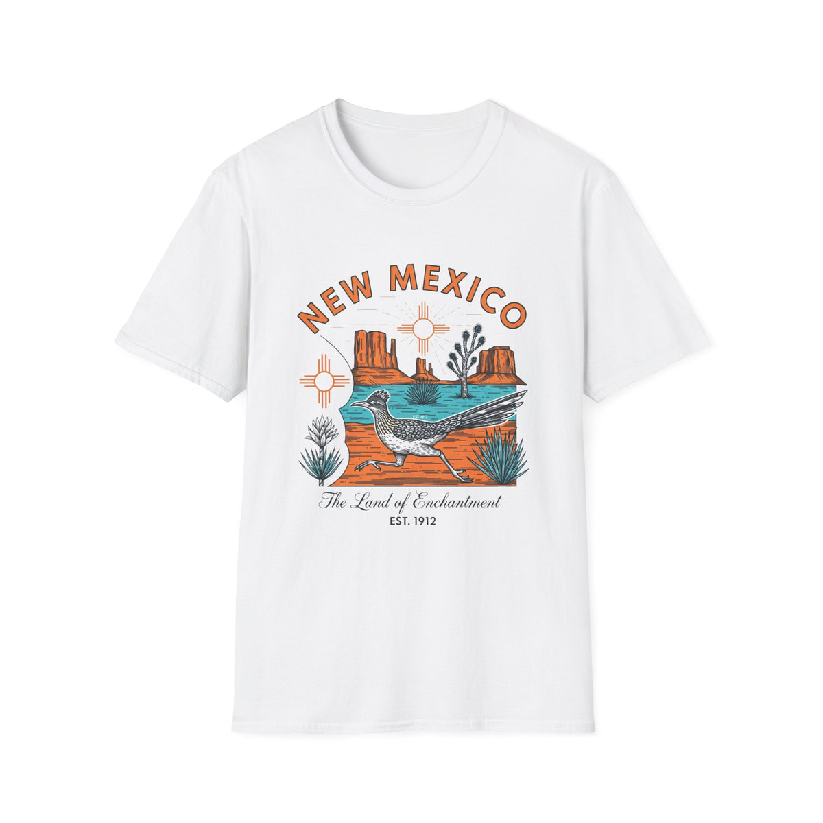 New Mexico Desertscape T-Shirt — The Land of Enchantment Travel Tourist Graphic Design Unisex 100 Cotton Gildan T-Shirt
