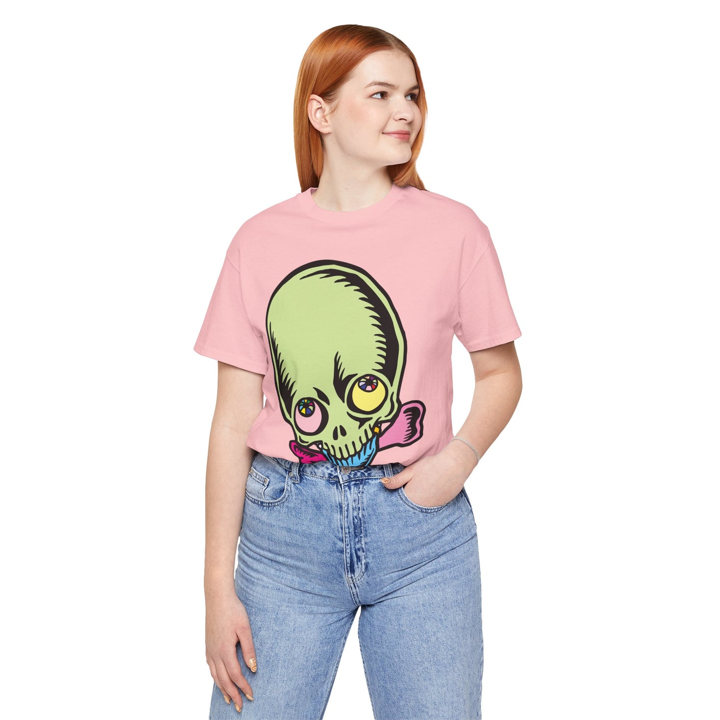 Lt Green Skull Graphic Design Tee, Skull Shirt, Vintage Tees, Art Design T-Shirt, Vintage Graphic Tee, Art Shirts with Skulls