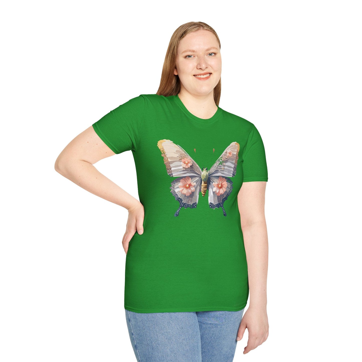 Butterfly T Shirt Unisex Monarch Design Gildan Softstyle 64000 100 Percent Ring Spun Cotton