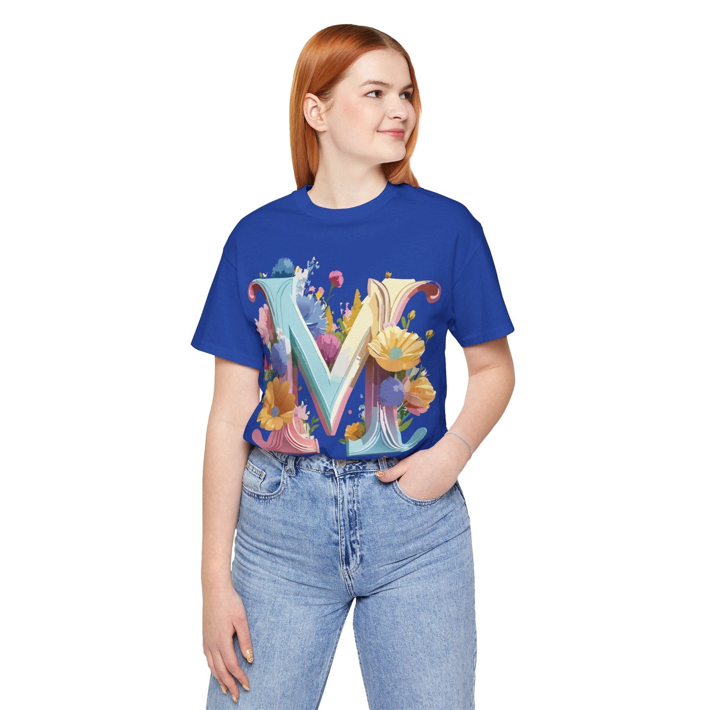 Letter M Shirt Unisex Graphic Tee Vintage Inspired Artwork Adelpha Short Sleeve Collection