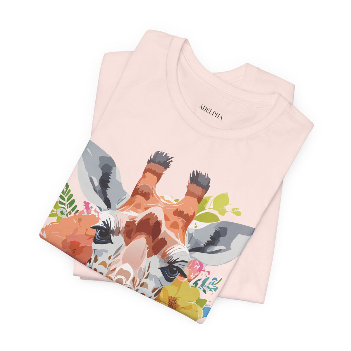 Giraffe Graphic Unisex Cotton Bella+Canvas Tee with Art Animal Design e15