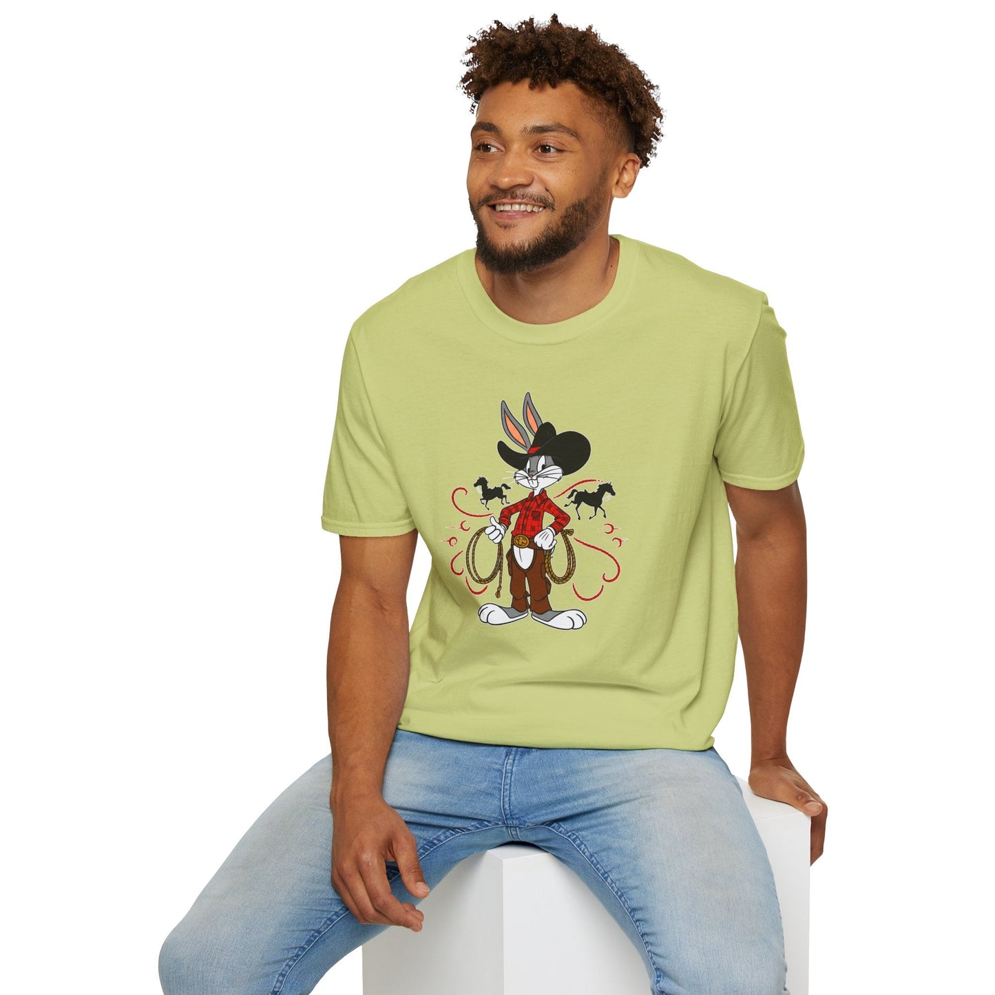 Bugs Bunny Unisex T Shirt Cartoon Design Graphic Tee Gildan Softstyle 64000 Artwork