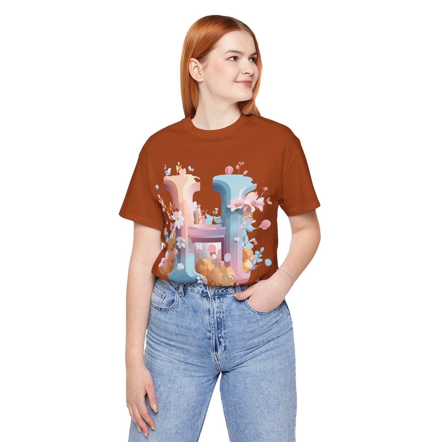 Letter H Shirt Unisex Graphic Tee By Adelpha Vintage Inspired Artwork Short Sleeve