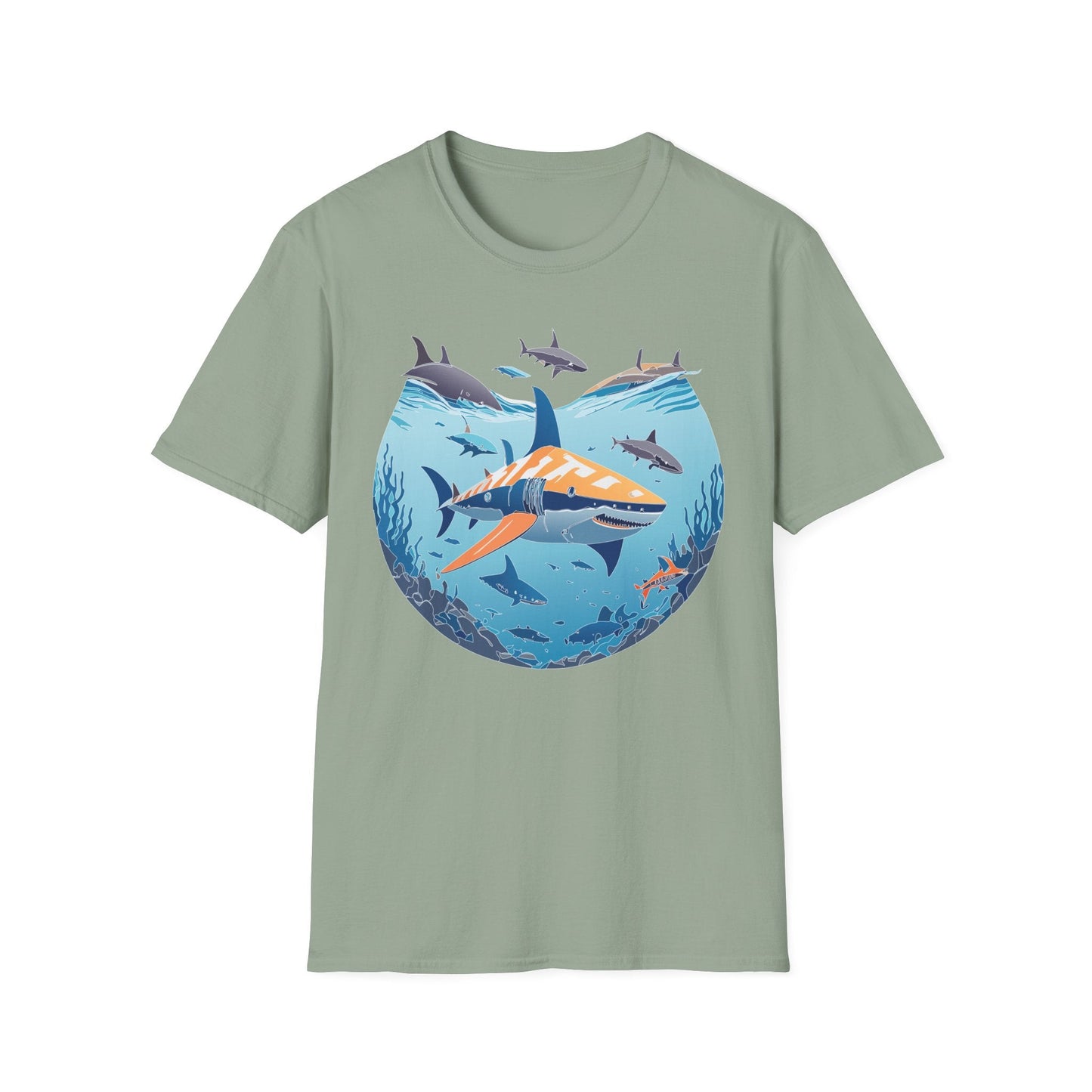 Ocean Tee Shirt Unisex Softstyle Gildan 64000 100 Percent Ring Spun Cotton Breathable U Boat Design