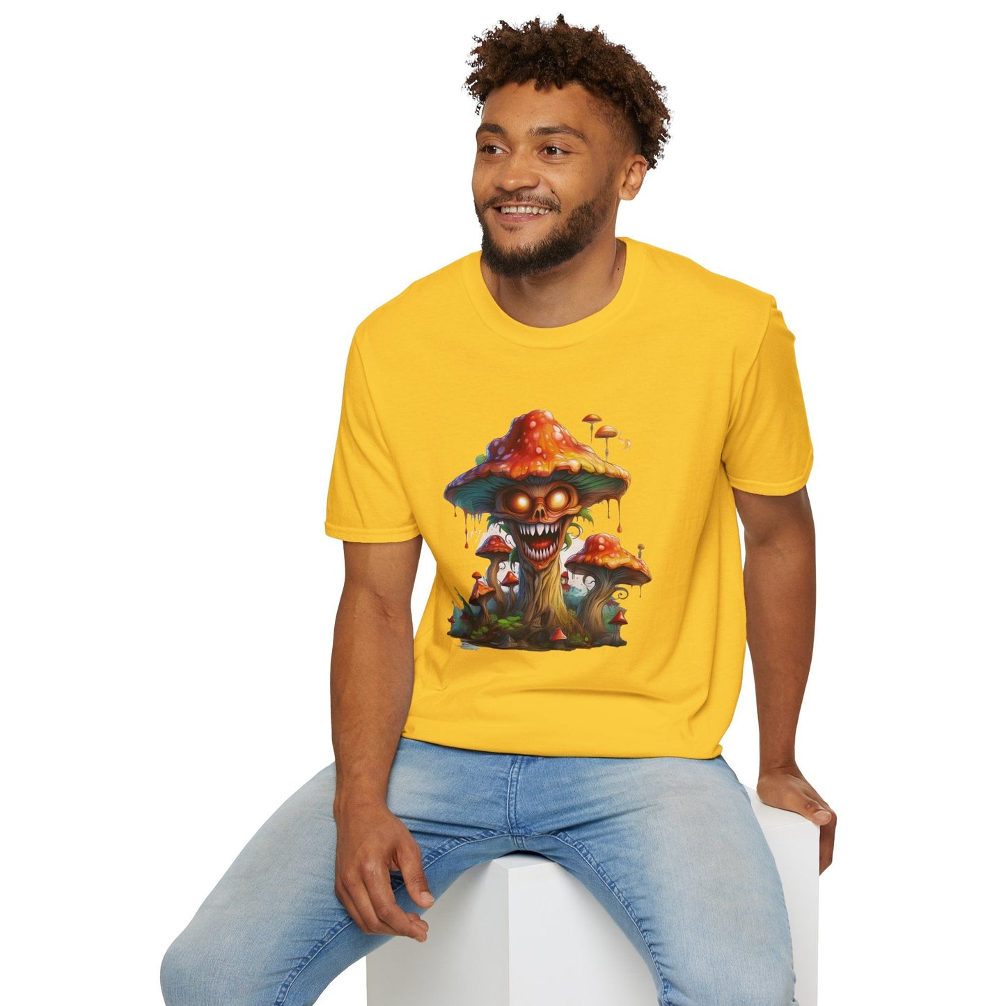 Mashroom Tee Shirt Unisex Softstyle 64000 100% Ring Spun Cotton with Funny Mushroom Artwork