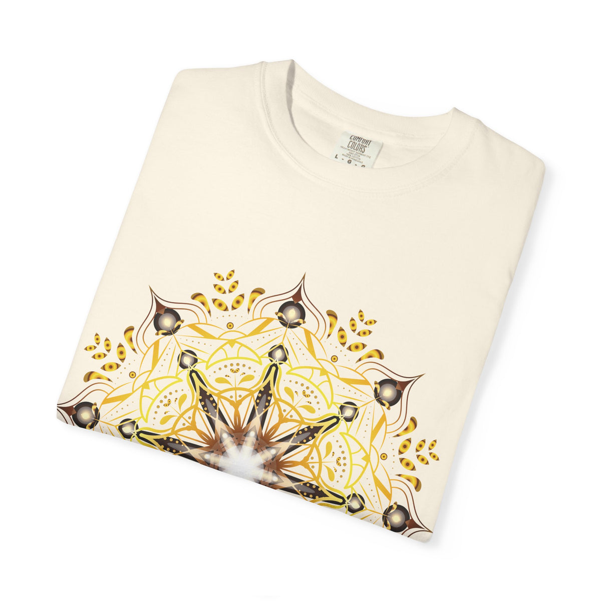 Unisex Garment Dyed Cotton T-Shirt with Mandala Graphic Design