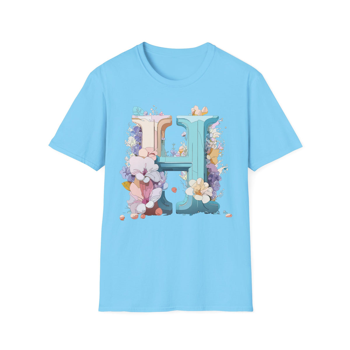 Floral H Monogram T-Shirt | Letter H Floral Initial Tee