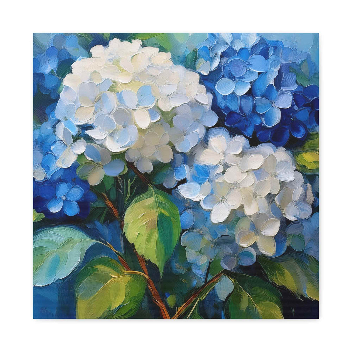 Hydrangeas Print Canvas, Flowers Oil Paint Print 20x20, 24x24, 30x30, 32x32, 36x36, Floral Art Design Print Non-Frame MC-31
