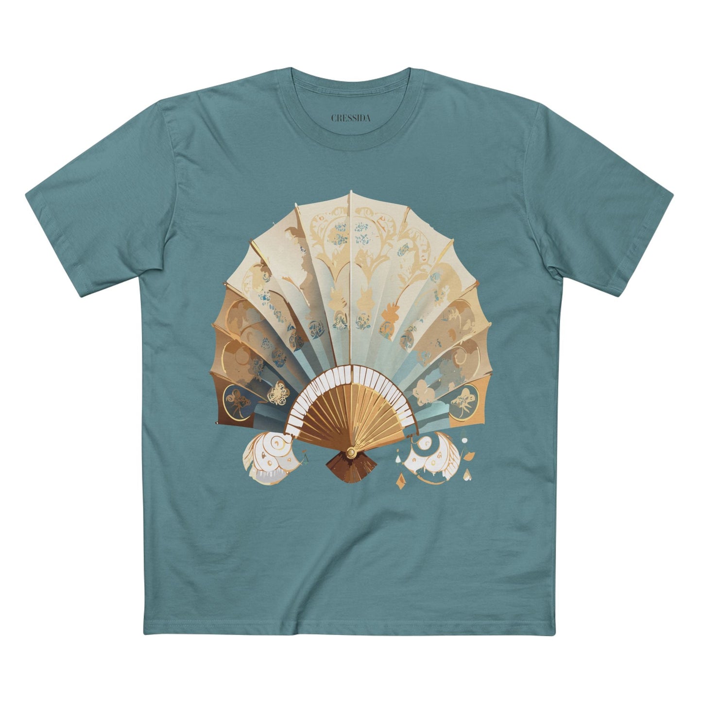 Antique Fan Graphic Design T-Shirt Unisex 100 Cotton Floral Carnival Artwork Tee 14