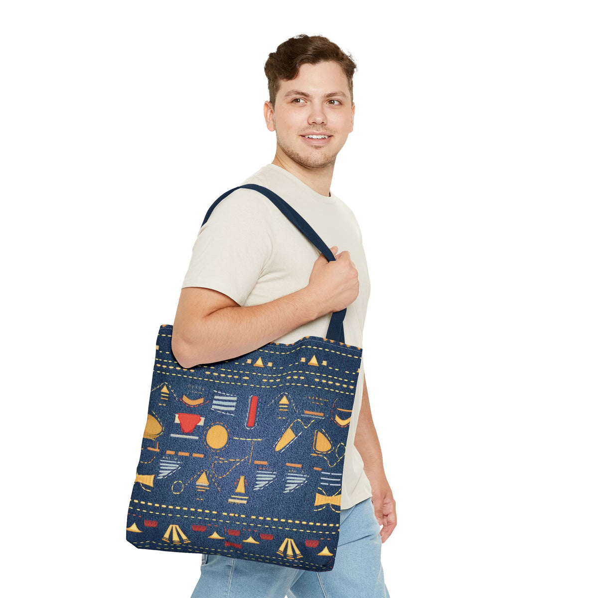 Denim Fabric Imitation Print Unisex Canvas Bag Poly Spun 3 Sizes Tote Bag 185