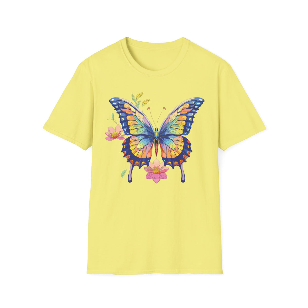 Butterfly Watercolor T-Shirt — Colorful Floral Monarch Graphic Tee Unisex 100 Cotton Gildan T-Shirt
