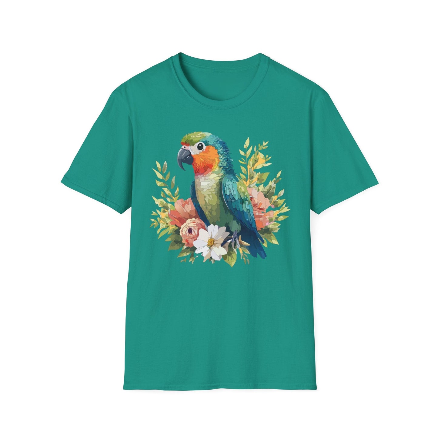 Floral Bird T Shirt Unisex Softstyle Gildan 64000 Cotton Tee for Everyday Comfort