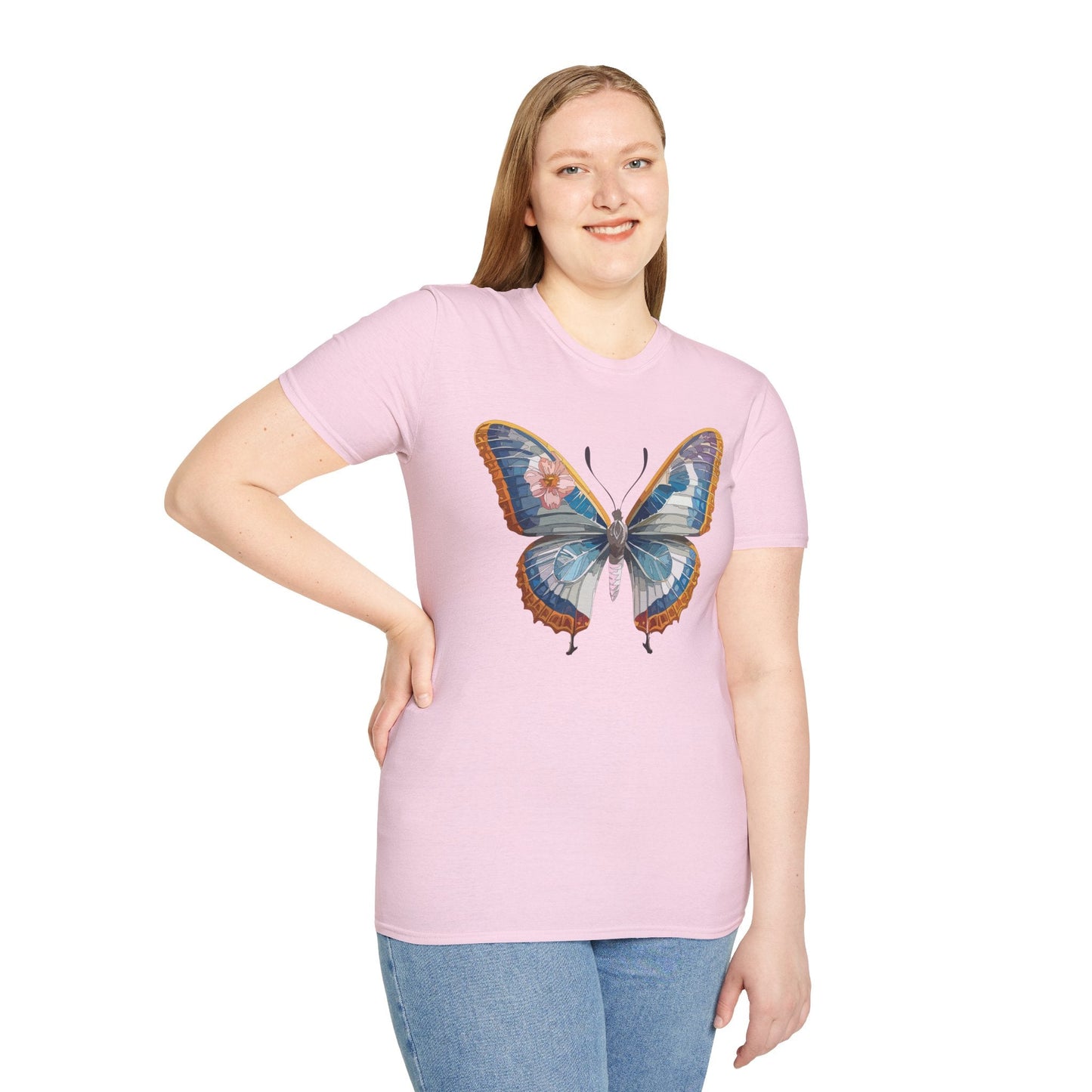 Unisex Butterfly Shirt Softstyle Tee 100 Percent Ring Spun Cotton Monarch Print Tee