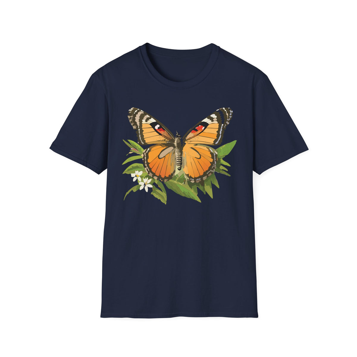 Butterfly Nature T-Shirt — Orange Monarch Illustration Graphic Tee Unisex 100 Cotton Gildan T-Shirt