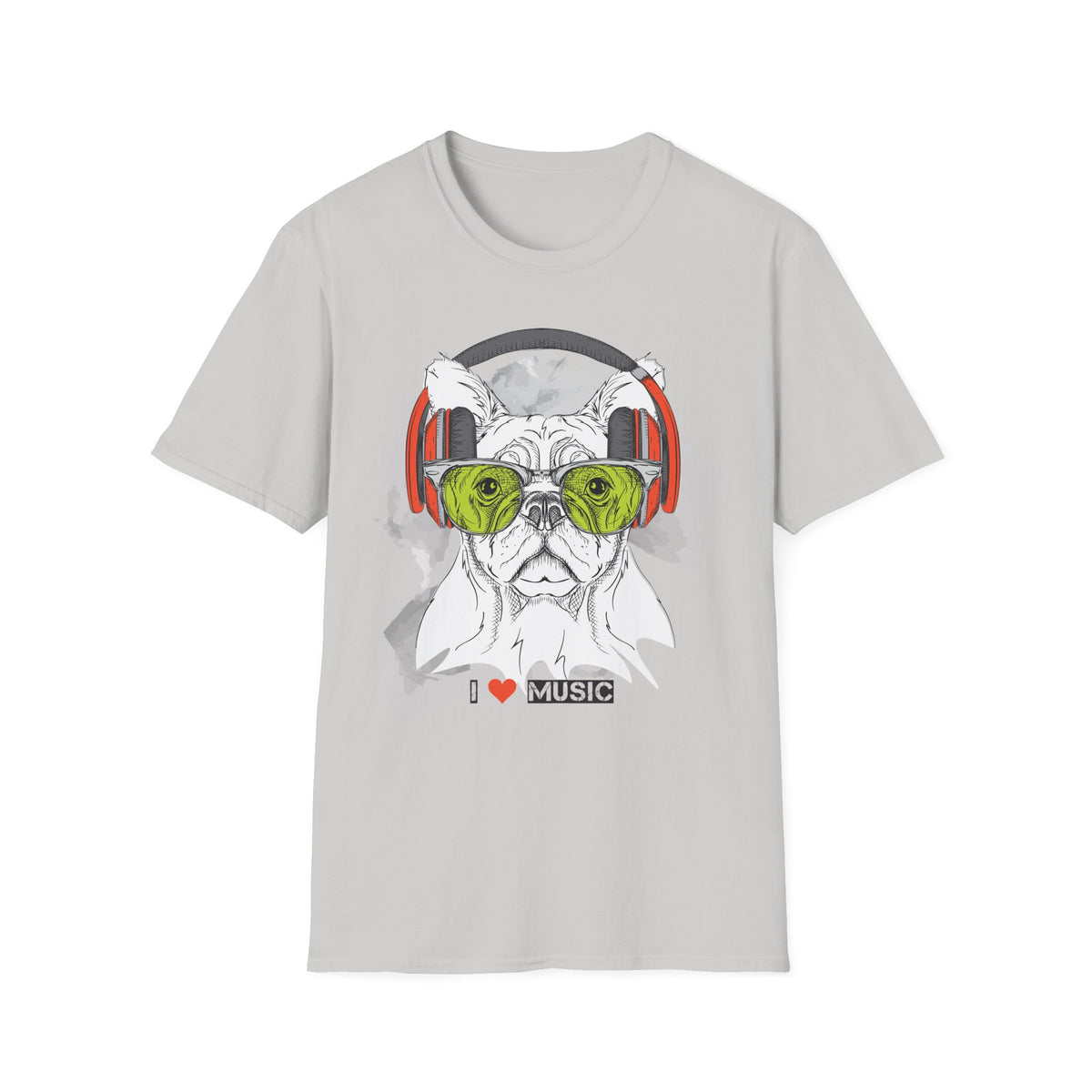 Music Lover French Bulldog T-Shirt Unisex Cotton Short Sleeves I Music Graphic Tee