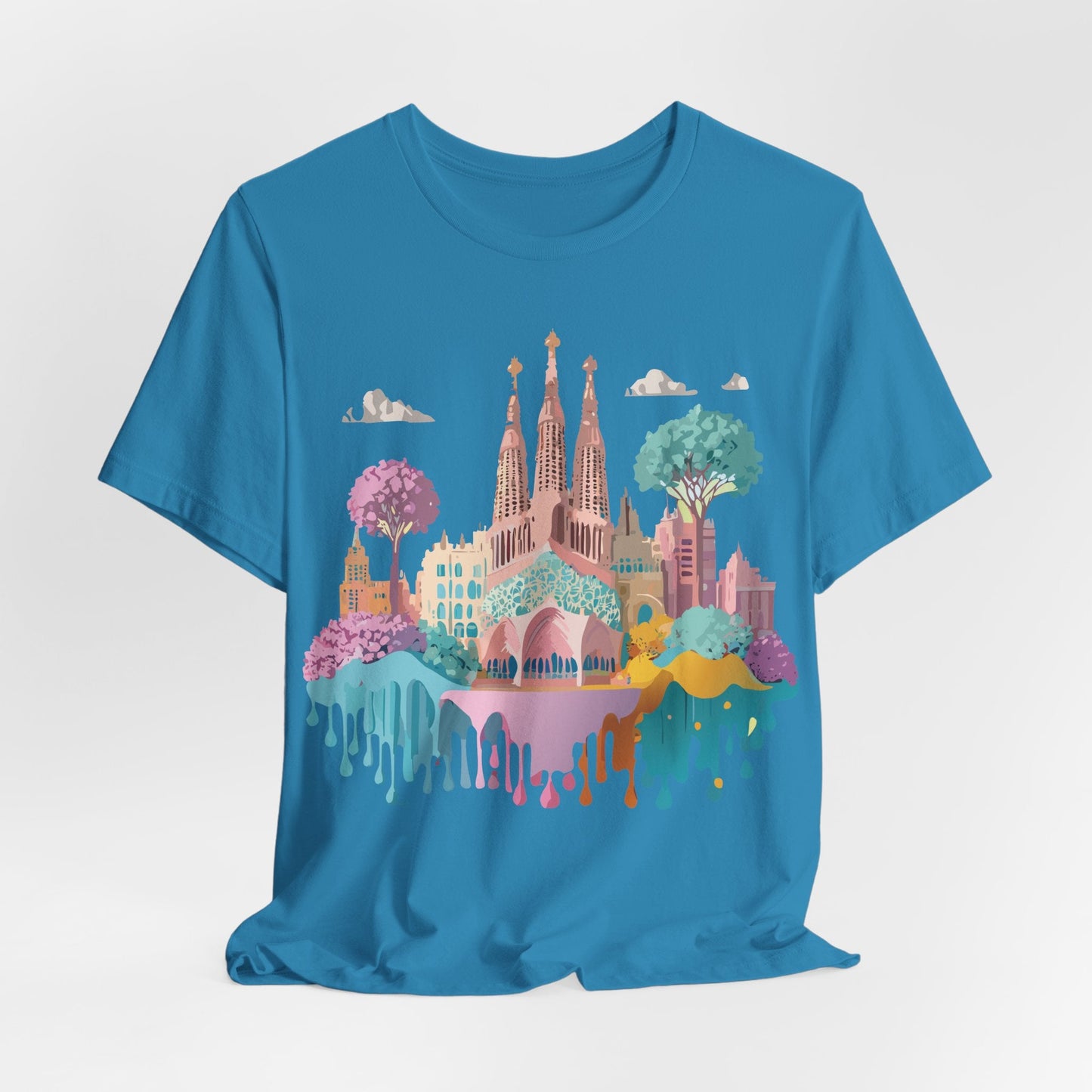 Barcelona Tourist Shirt Unisex Graphic Tee Featuring Original Vintage Art Adelpha