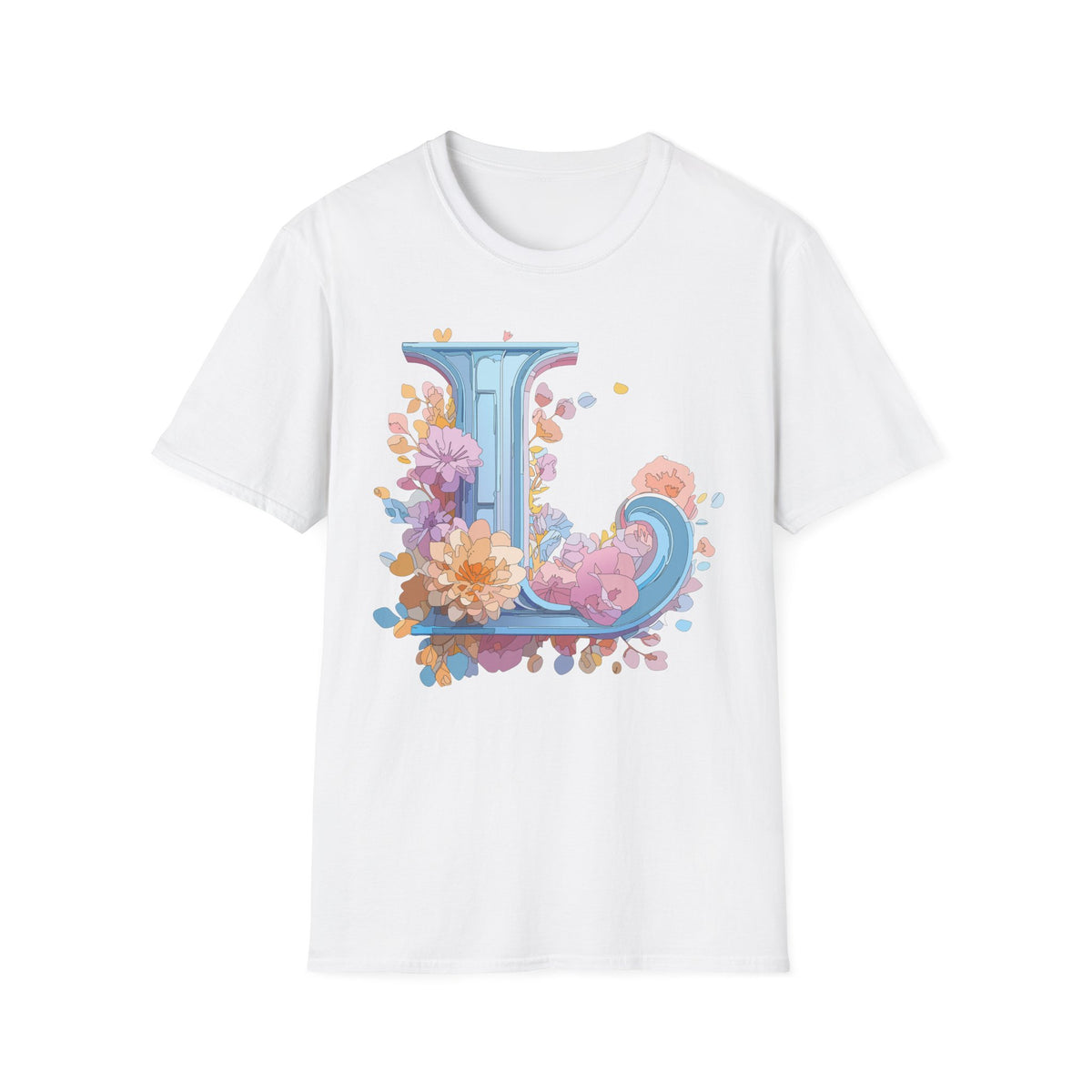 Floral Letter L T-Shirt | Monogram Initial Tee
