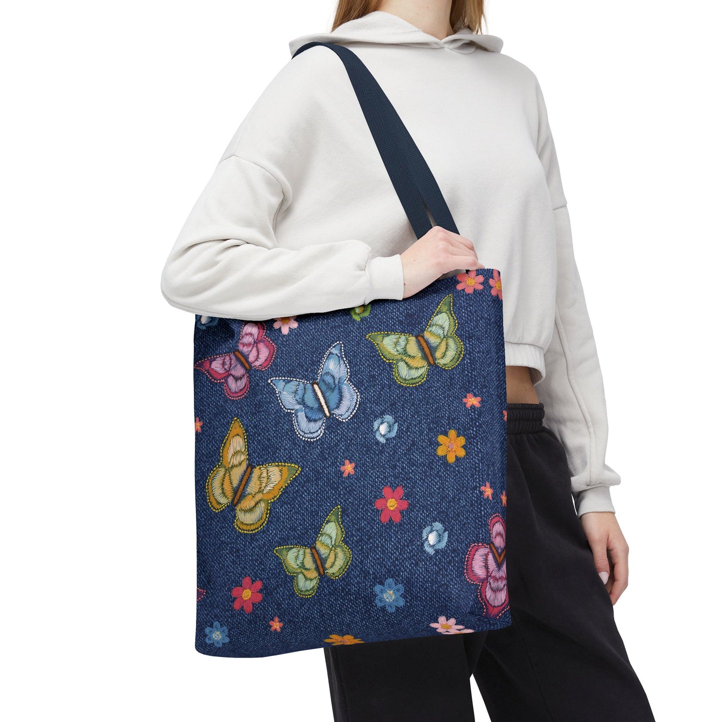 Denim Fabric Imitation Print Unisex Canvas Bag Poly Spun 3 Sizes Tote Bag 166