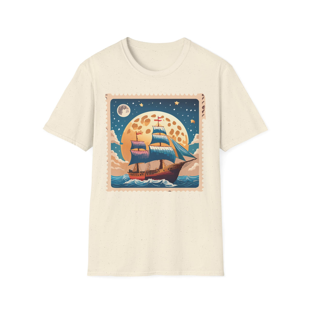 Vintage Sailboat at Moonrise T-Shirt | Nautical Sunset Illustration