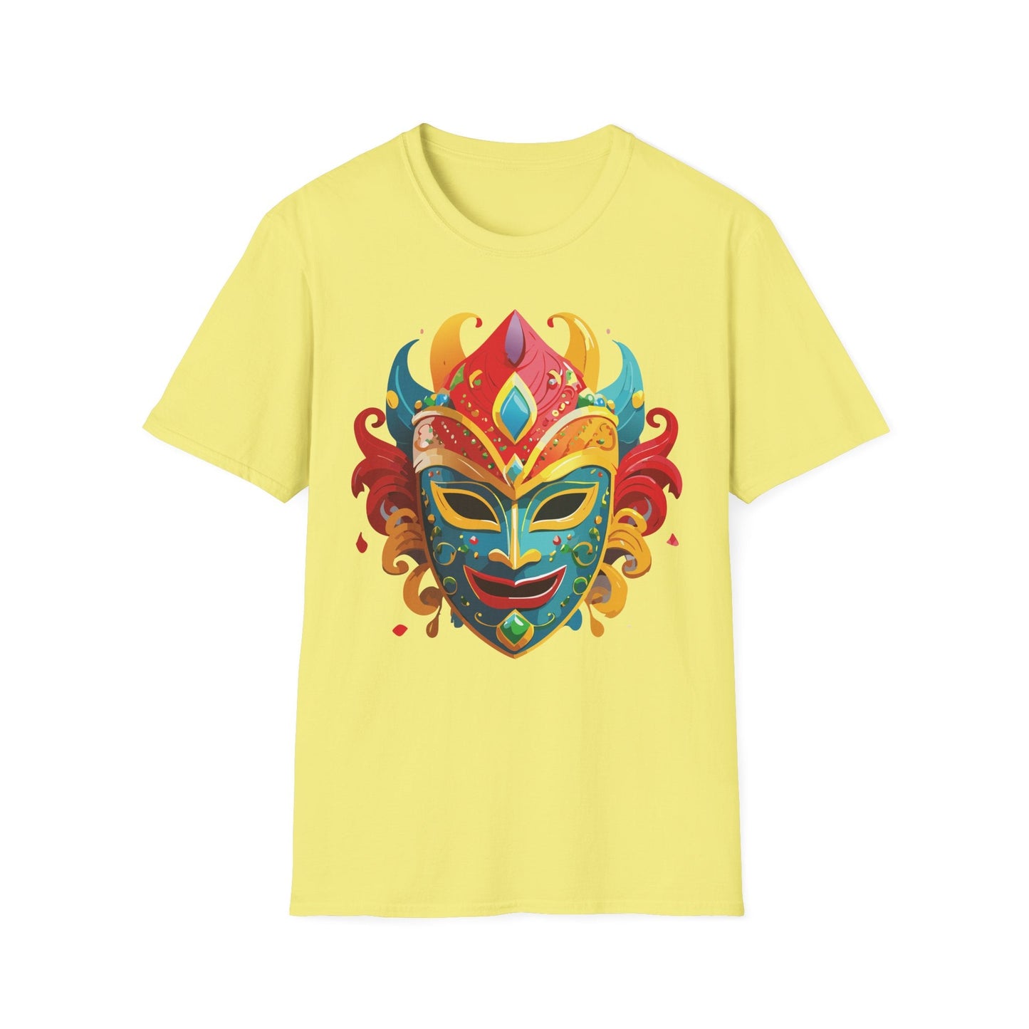 Unisex Mask Tee Shirt Gildan Softstyle 64000 Ring Spun Cotton Breathable Masquerade Design