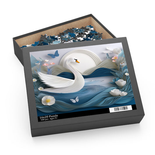 Puzzles-43 Kids Swan Puzzle 500-Piece  Floral Swan Puzzle 500-Piece, Birds Kids Puzzles Size: 16" x 20",  Ages 9+